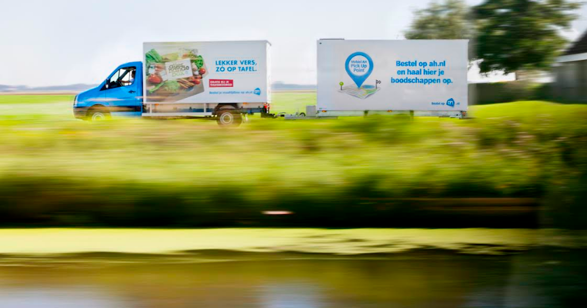 Albert Heijn teste le Pick Up Point mobile Gondola Albert Heijn teste le Pick Up Point mobile Gondola